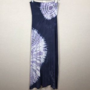 EMOTION Purple Tie‑Dye Foldover Maxi Skirt • EUC • Sz L